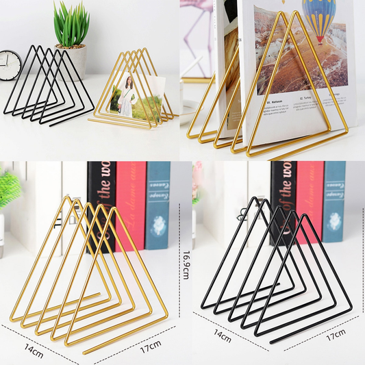 Walbest Nordic Style Triangle Iron Storage Rack Book Magazine Holder Desktop Shelf Stand, Storage Rack Bookshelf Triangle File Organizer Decor Home Office Furniture > Cabinets & Storage > Magazine Racks LIKE DESIGN Golden