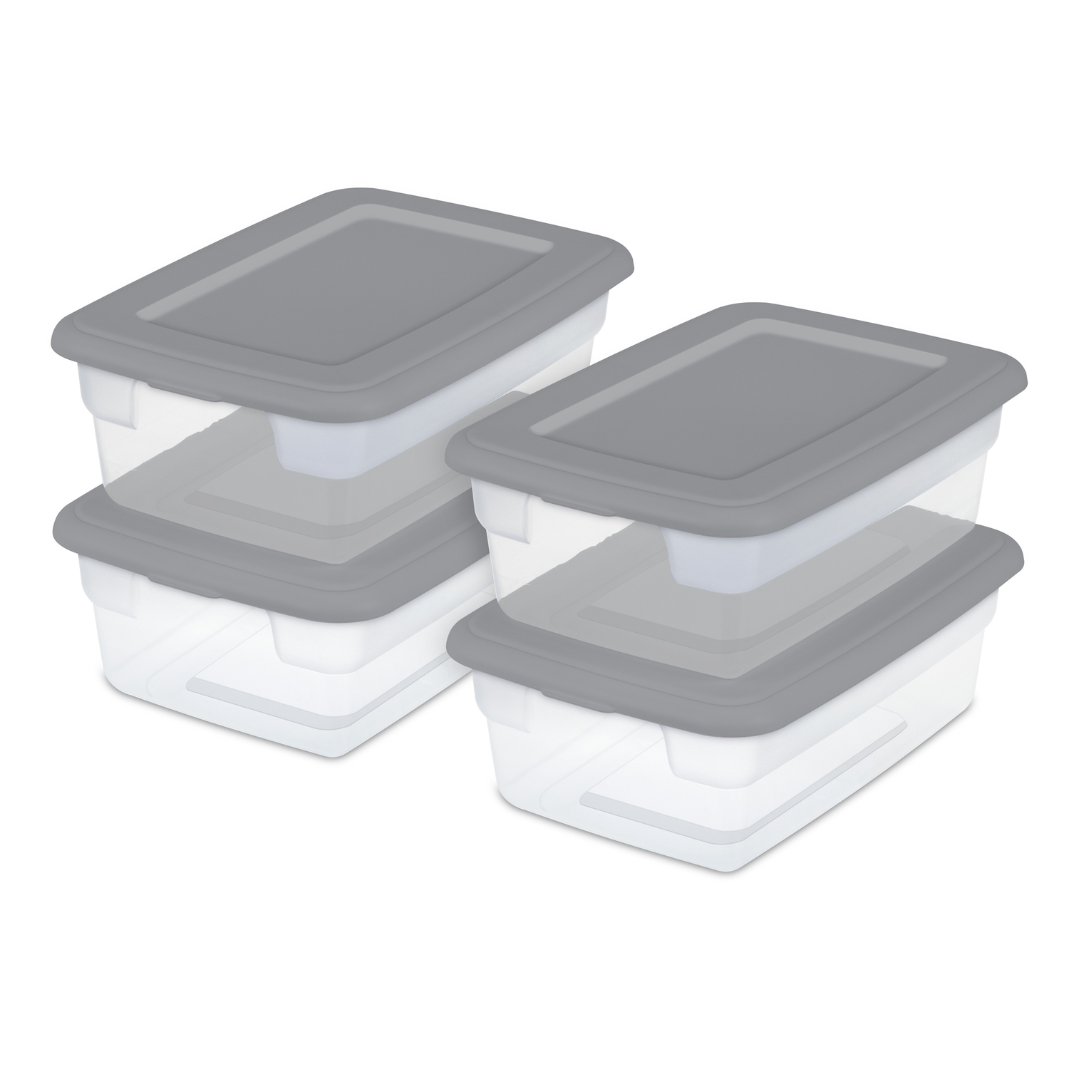 Sterilite 3 Gallon Plastic Storage Box, Gray and Clear, 16 Count Furniture > Cabinets & Storage > Storage Chests Sterilite 4