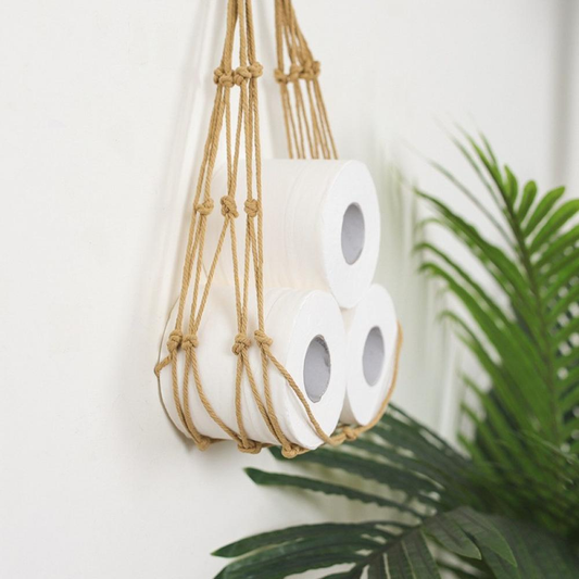 Cotton Woven Magazine Rack Bohemian Hanging Pocket Holder Basket for Books Newspapers Notebook Toilet Paper Home Storage Furniture > Cabinets & Storage > Magazine Racks Lorddream Brown