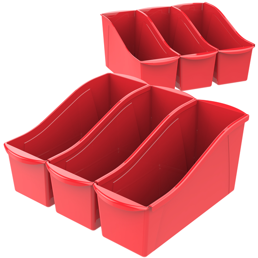 Storex Large Plastic Book and Magazine Bin, Red, 6-Pack Furniture > Cabinets & Storage > Magazine Racks Storex Red 6