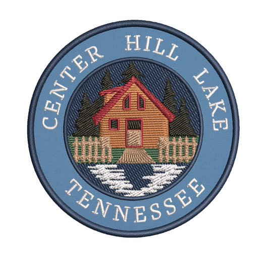 Cabin by the Lake - Center Hill Lake Tennessee 3.5" Embroidered Patch DIY Iron-On / Sew-On Badge Emblem - Fishing Camping Hiking Nature Animals - Decorative Novelty Souvenir Applique Furniture > Cabinets & Storage > Ironing Centers Superheroes Blue