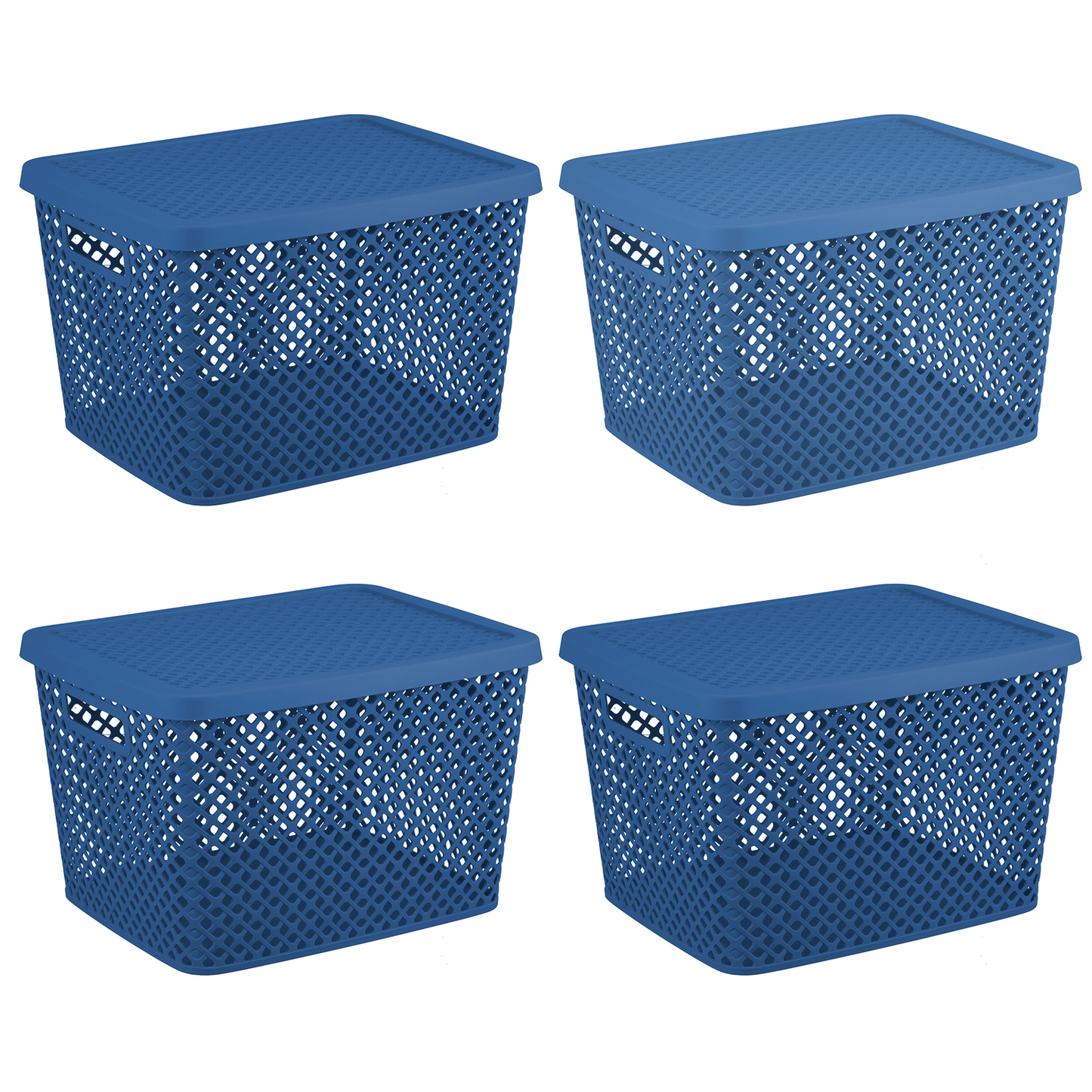 Extra Large Decorative Basket with Lid 4PK, Grey Furniture > Cabinets & Storage > Storage Chests Mainstays Blue 4