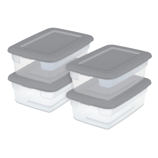 Sterilite 3 Gallon Plastic Storage Box, Gray and Clear, 16 Count Furniture > Cabinets & Storage > Storage Chests Sterilite 16