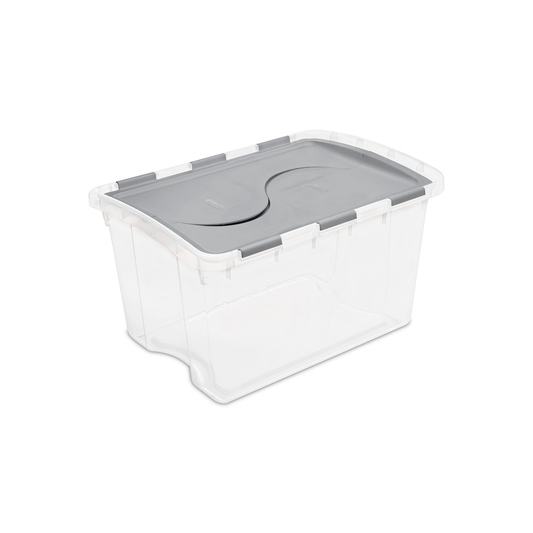 Sterilite 48 Qt. Hinged Lid Storage Box Plastic, Titanium