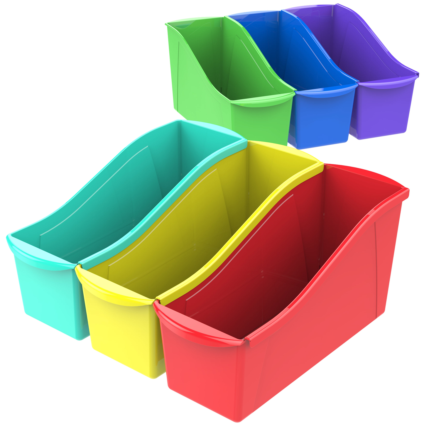 Storex Large Plastic Book and Magazine Bin, Red, 6-Pack Furniture > Cabinets & Storage > Magazine Racks Storex Assorted Colors 6