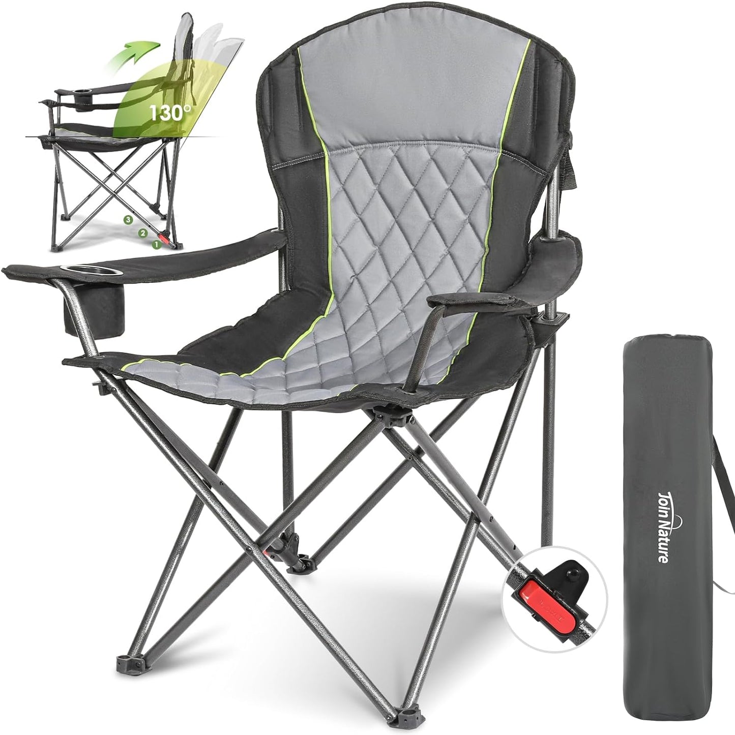 3-Position Adjustable Camping Chairs for Adult Oversized Foldable Camping Chair with Reclining Back for Lawn, Garden, Sport, Outdoor, Support 330lbs
