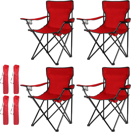 Portable Camping Chairs Enjoy The Outdoors with a Versatile Folding Chair, Sports Chair, Outdoor Chair & Lawn Chair, Red 4-Pack