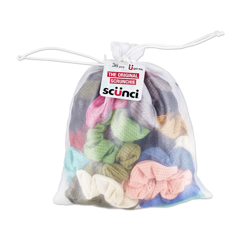 Scunci by Conair The Original Super Comfy Waffle Knit Scrunchie, Assorted Scrunchies 36 Count