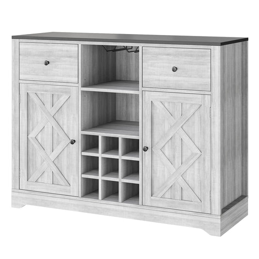 Buffet Sideboard Bar Cabinet with Storage, Removable Wine Racks, 44.5” Farmhouse