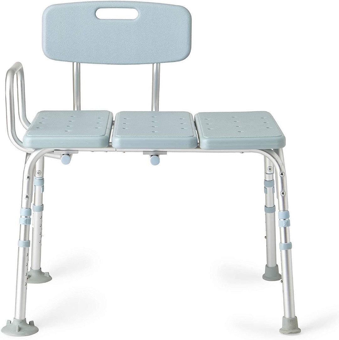 Medline Transfer Shower Bench With Microban Antimicrobial Protection - Blue