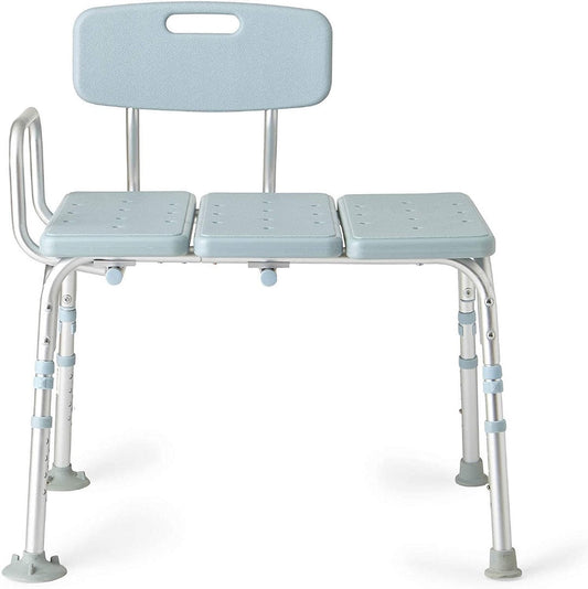 Medline Transfer Shower Bench With Microban Antimicrobial Protection - Blue