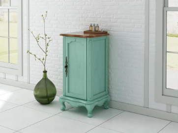 Provence 18 in. W x 16 in. D x 34 in. H Floor Cabinet in Vintage Turquoise - $115