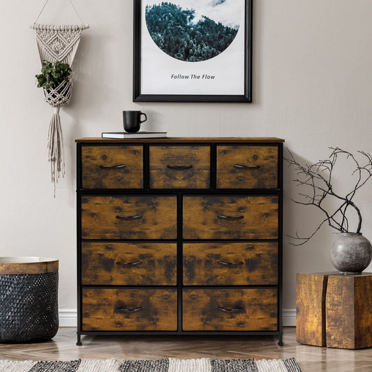 Fabric Dresser with 9 Drawers for Bedroom Chest Organizer