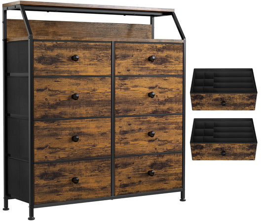 8 Drawer Dresser for Bedroom with Shelves Large Storage Organizer Unit for Closet Living