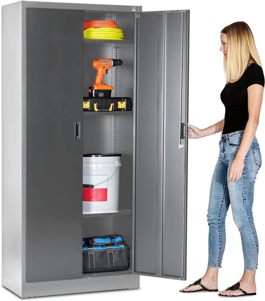 Fedmax Metal Garage Storage Cabinet - 71-inch Tall Large Steel Utility Locker - $115