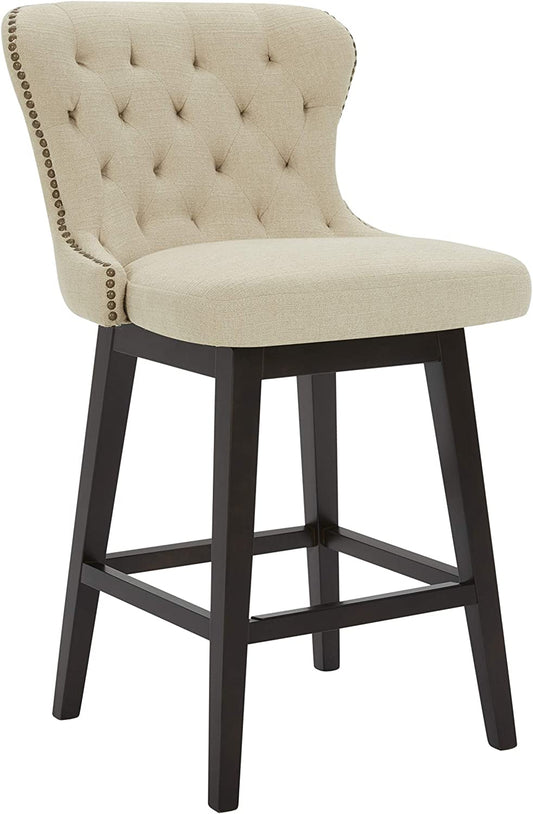 Stone & Beam Morgan Memory-Swivel Counter-Height Barstool, 38.2"H, Hemp - $150