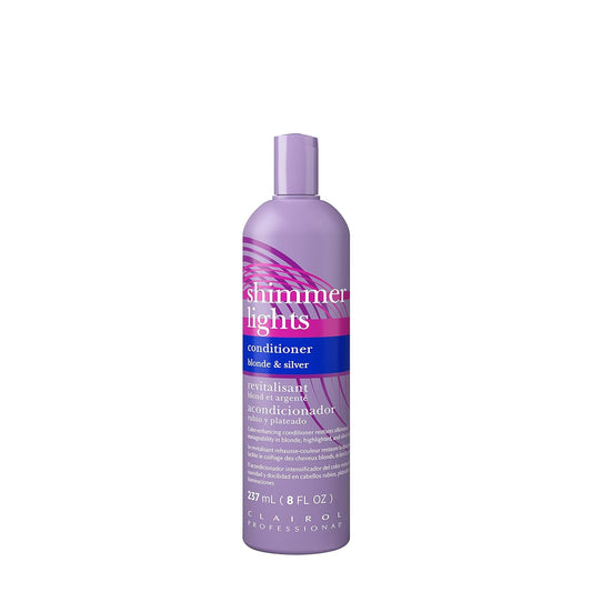 Clairol Professional Shimmer Lights Purple Conditioner, 8 fl. Oz Neutralizes Brass & Yellow Tones For Blonde, Silver, Gray & Highlighted Hair Packaging May Vary
