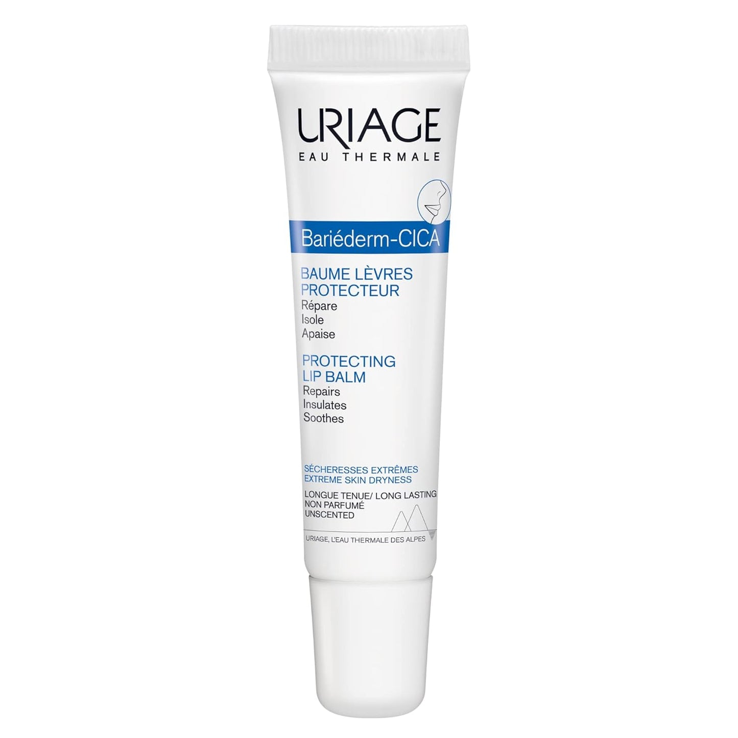 URIAGE Bariederm Cica-Lips Protecting Balm 0.5 fl.oz. | Repair and Insulation Lip Balm with High Tolerance and Long-Lasting Formula, Fragrance-Free | Daily Protection to Repair Chapped, Damaged Lips
