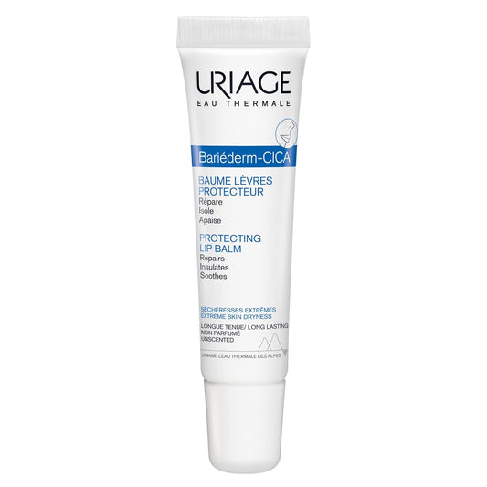 URIAGE Bariederm Cica-Lips Protecting Balm 0.5 fl.oz. | Repair and Insulation Lip Balm with High Tolerance and Long-Lasting Formula, Fragrance-Free | Daily Protection to Repair Chapped, Damaged Lips