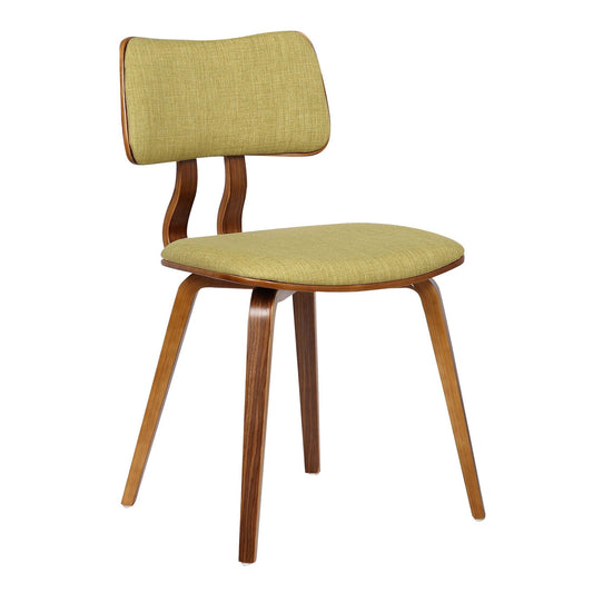 Jaguar Dining Chair in Green Fabric and Walnut Wood Finish 20D x 18W x 29H in