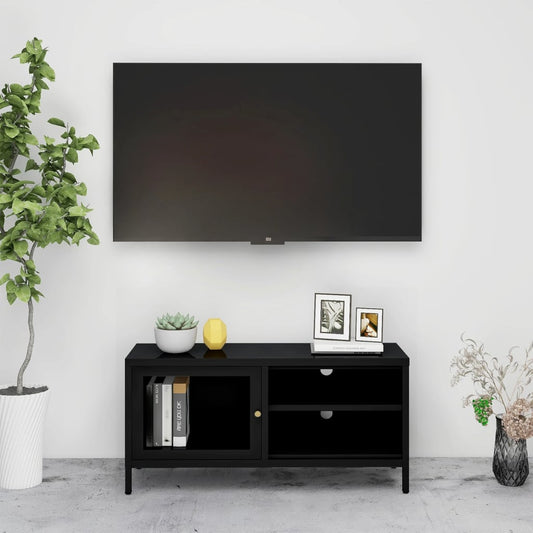 Tv Stand 35.4&quot;X.8&quot;X7.3&quot; Steel And Glass