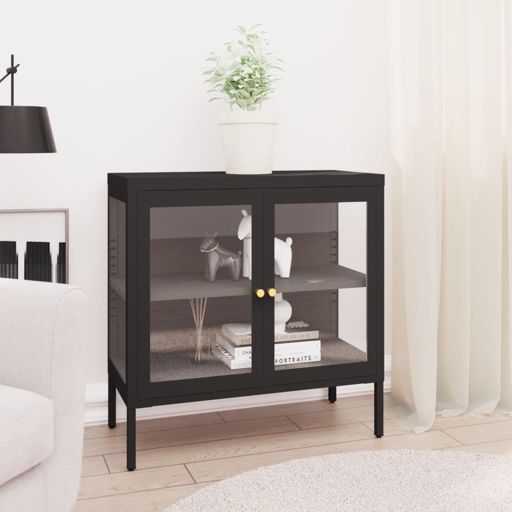 Sideboard 27.6&quot;X3.8&quot;X27.6&quot; Steel And Glass