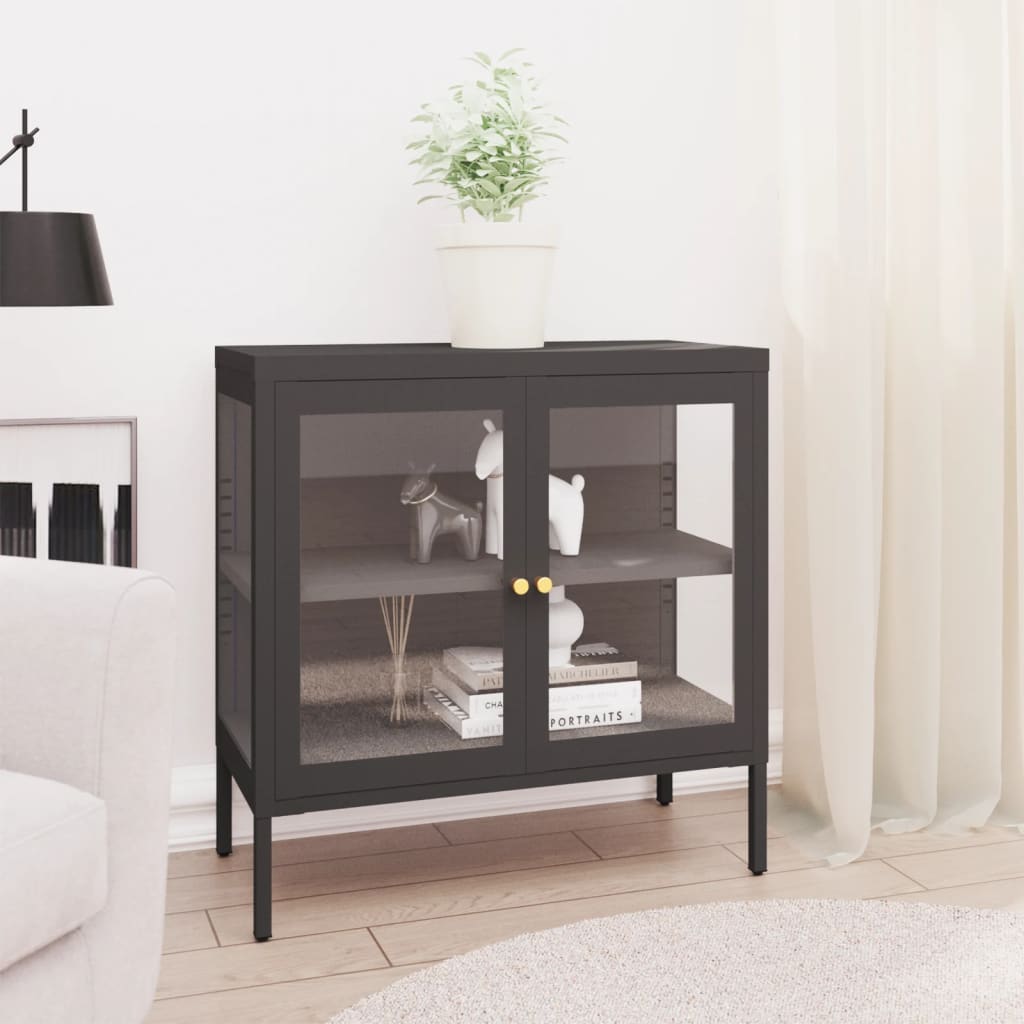 Sideboard 27.6&quot;X3.8&quot;X27.6&quot; Steel And Glass