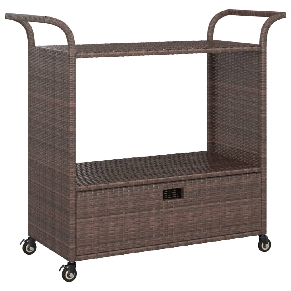 Bar Cart With Drawer 39.4&quot;X17.7&quot;X38.2&quot; Poly Rattan