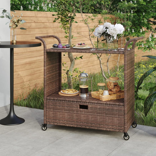 Bar Cart With Drawer 39.4&quot;X17.7&quot;X38.2&quot; Poly Rattan