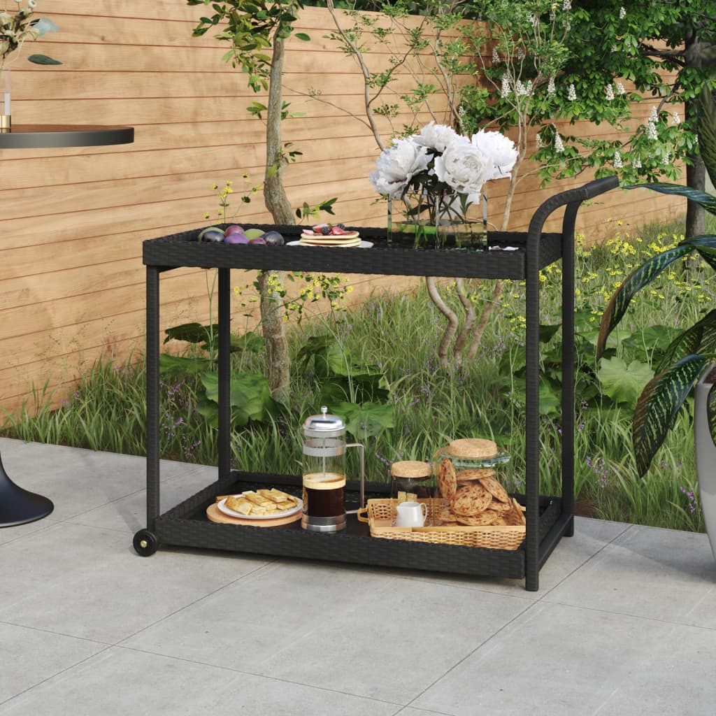 Bar Cart 39.4&quot;X17.7&quot;X32.7&quot; Poly Rattan
