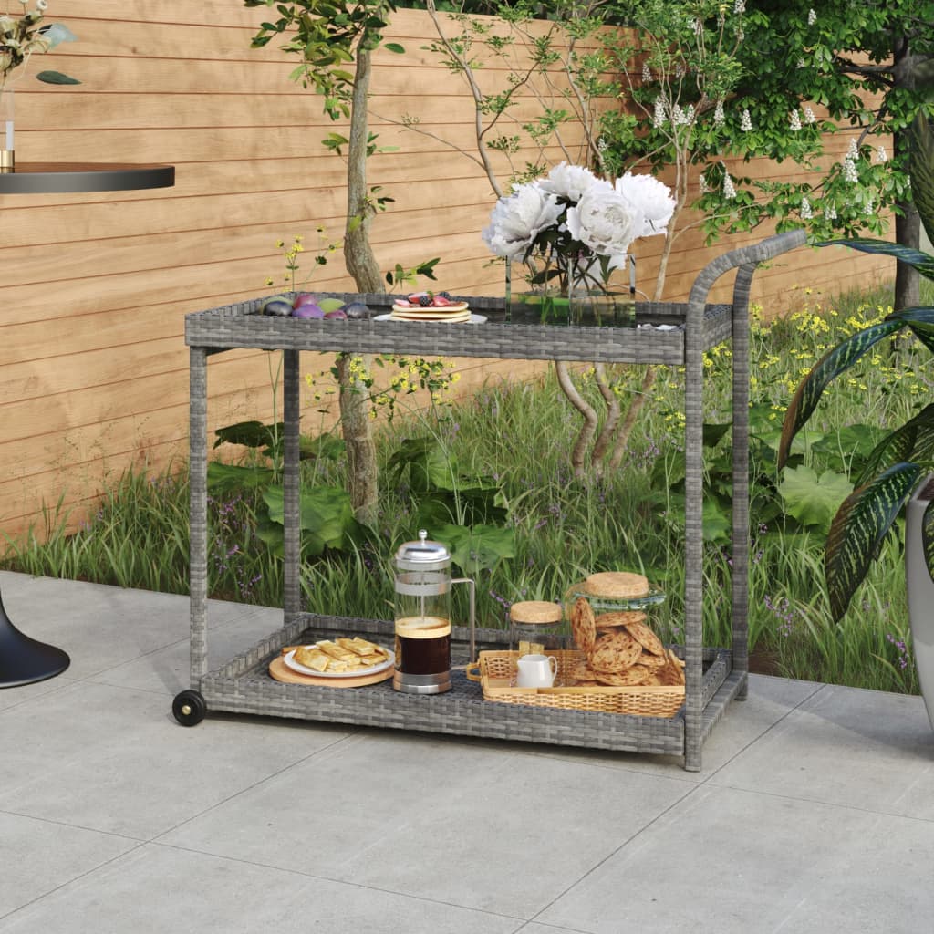 Bar Cart 39.4&quot;X17.7&quot;X32.7&quot; Poly Rattan