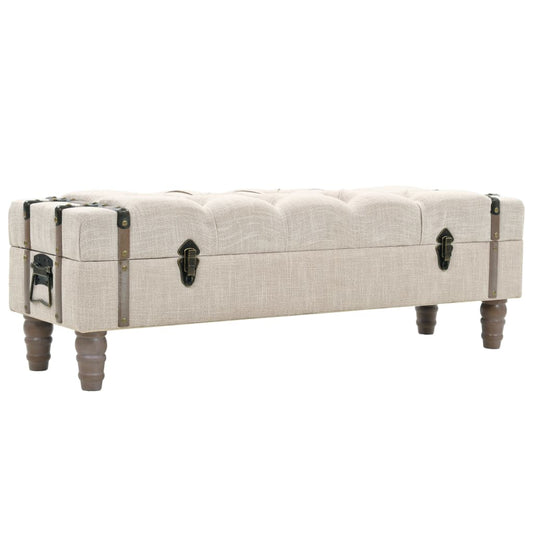 Storage Bench 43.7&quot; Cream Solid Wood Fir&Fabric
