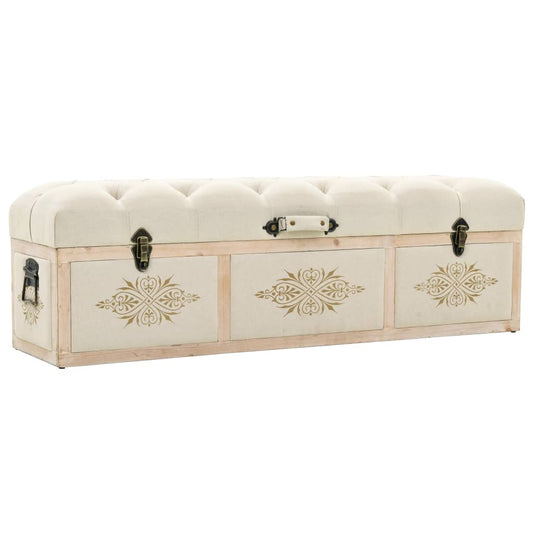 Storage Bench 43.3&quot; Cream Solid Wood Fir