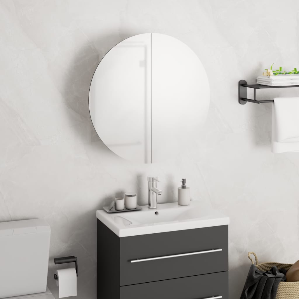 Bathroom Cabinet With Round Mirror&Led 5.7&quot;X5.7&quot;X6.9&quot;