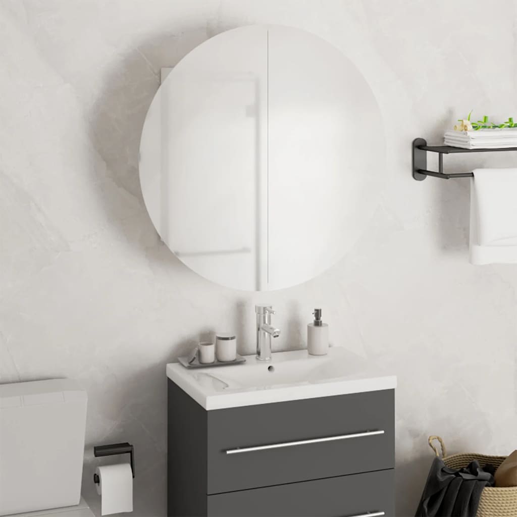 Bathroom Cabinet With Round Mirror&Led 5.7&quot;X5.7&quot;X6.9&quot;