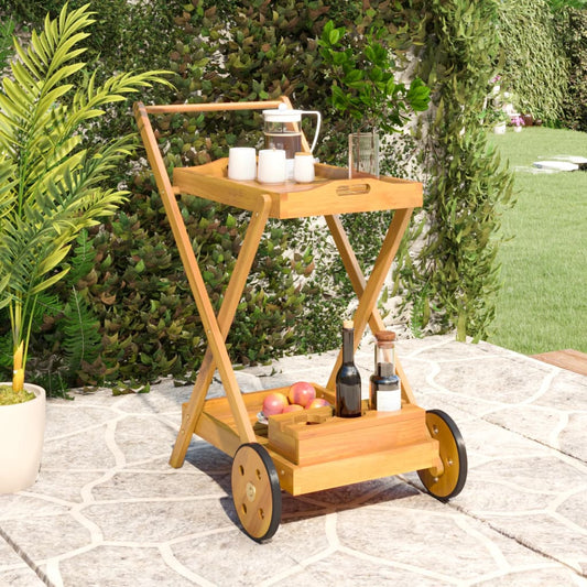 Tea Trolley 21.3&quot;X34.3&quot;X35.4&quot; Solid Wood Acacia