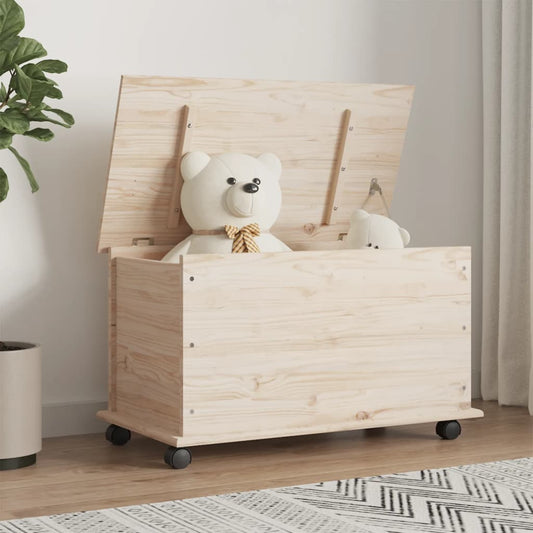 Storage Chest With Wheels Alta 28.7&quot;X5.6&quot;X7.3&quot; Solid Wood Pine