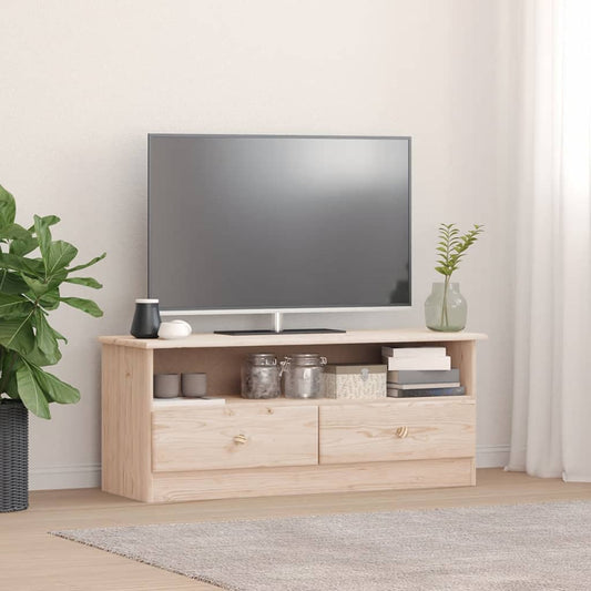 Tv Stand With Drawers Alta 39.4&quot;X3.8&quot;X6.&quot; Solid Wood Pine