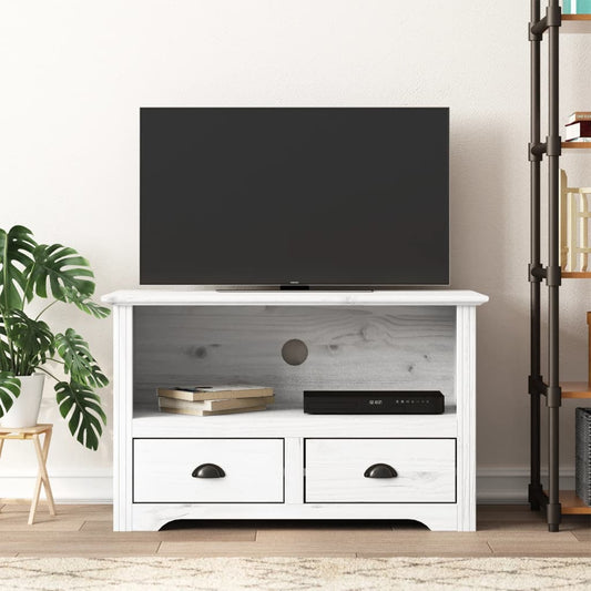 Tv Stand With 2 Drawers Bodo 35.8&quot;X6.9&quot;X22&quot; Solid Wood Pine