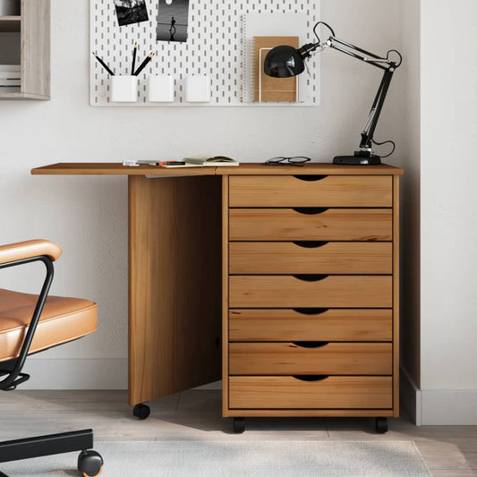 Rolling Cabinet With Desk Moss Solid Wood Pine