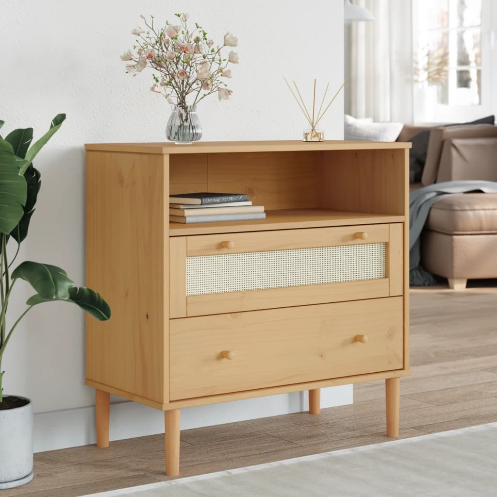 Sideboard Senja Rattan Look 3.5&quot;X5.7&quot;X3.5&quot; Solid Wood Pine