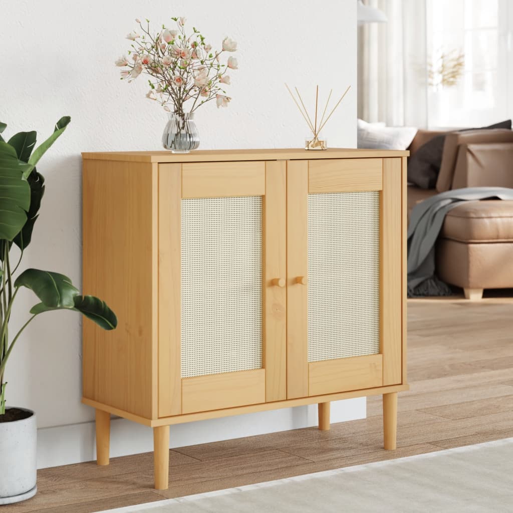 Sideboard Senja Rattan Look 3.5&quot;X3.8&quot;X3.5&quot; Solid Wood Pine