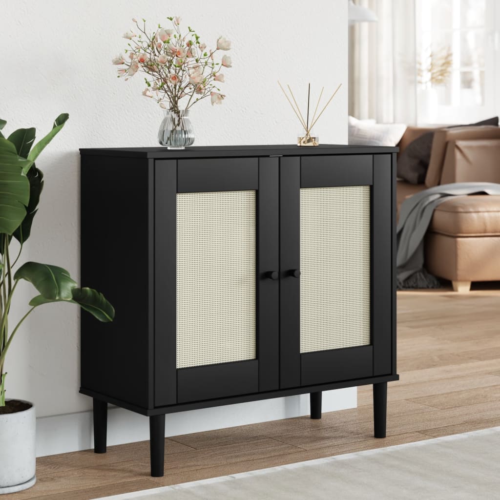 Sideboard Senja Rattan Look 3.5&quot;X3.8&quot;X3.5&quot; Solid Wood Pine