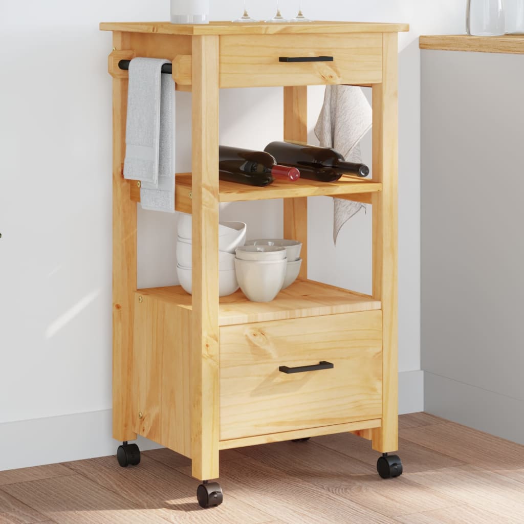 Kitchen Trolley Monza 18.9&quot;X15.7&quot;X35.4&quot; Solid Wood Pine