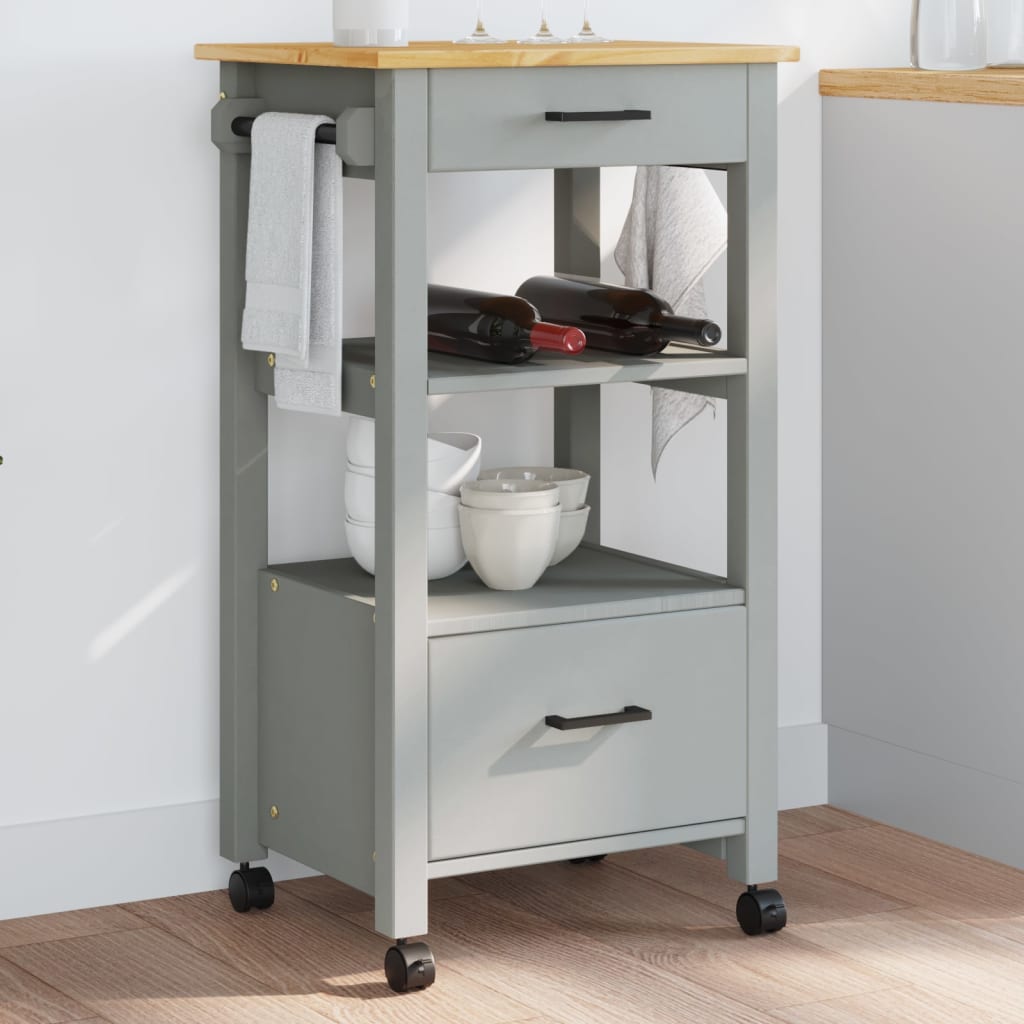 Kitchen Trolley Monza 18.9&quot;X15.7&quot;X35.4&quot; Solid Wood Pine