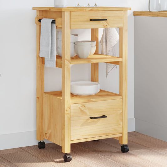 Kitchen Trolley Monza 18.9&quot;X15.7&quot;X35.4&quot; Solid Wood Pine