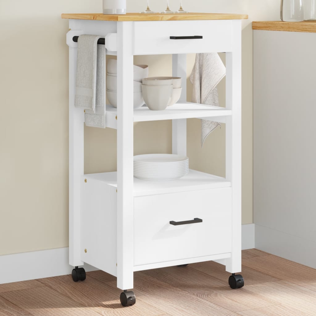 Kitchen Trolley Monza 18.9&quot;X15.7&quot;X35.4&quot; Solid Wood Pine