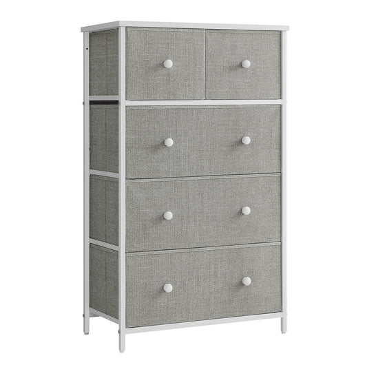 Drawer Dresser, Storage Dresser Tower with 5 Fabric Drawers, Dresser Unit, Hallway