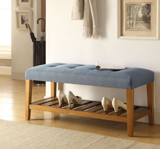 ACME Charla Bench in Oak & Blue Finish