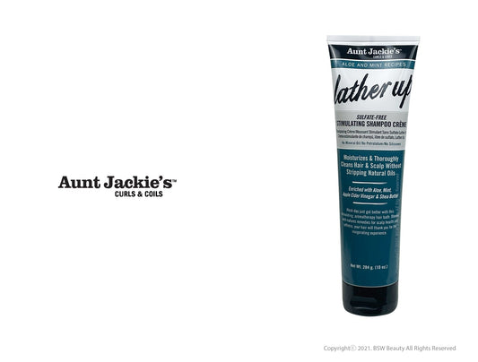 AUNT JACKIE'S ALOE AND MINT LATHER UP SULFATE-FREE STIMULATING SHAMPOO CREME 10oz